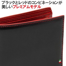 Golbe 1021 Italian Leather Bifold Wallet c/e (Black/Red), multicolor (black / red)