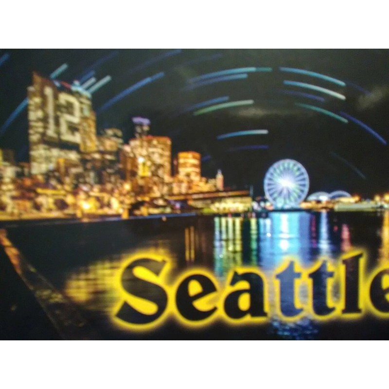 STATE OF WASHINGTON BEAUTIFUL CHROME POST CARD SEATTLE SKYLINE @