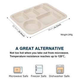 4Pcs Unbreakable Divided Plate,14inch Reusable Plastic Lunch Trays With 6 Compartments,Large Portion Control Plate Serving Meal Plate for Adults,Microwave & Dishwasher Safe For Daily Use,4Colors