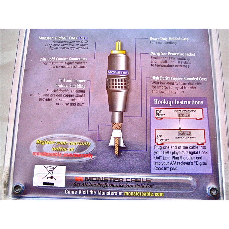 Monster Cable 🎁 Monster Cable Digital Coax Interlink 2m/6.6ft Coaxial