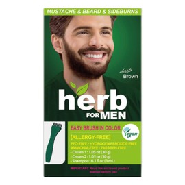 Tinte para bigote y barba DONGSUNG Herb For Men sin PPD ni amoníaco (marrón oscuro, 1 paquete), ingredientes naturales veganos, sin olor, no más irritaciones en la piel por coloración para pieles