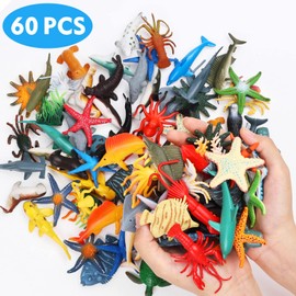 Nabance Sea Animals Figures Toys, 60PCS Plastic Mini Sea Creatures Toys for Bath, Animal Toys, Realistic Figures, Educational Toys for Kids Gift