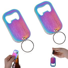 2PCS Colorful Stainless Steel Bottle Opener Keychain - Portable & Durable Flat Design for Easy Use - Perfect for Bartenders, Kitchens, Bars, Restaurants, Banquets & Parties