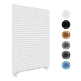 ChYoung Stick on Blinds for Windows, No Drill Temporary Glass Door Window Blinds Self Adhesive Light Filtering Clip on Pleated Shades for Kitchen Bedroom Bathroom
