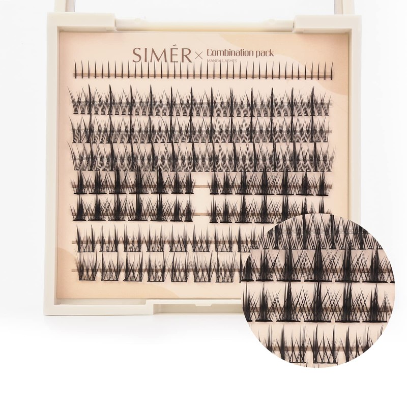SIMER False Eyelashes 6-14mm Individual Lashes 4 Types Manga Lashes