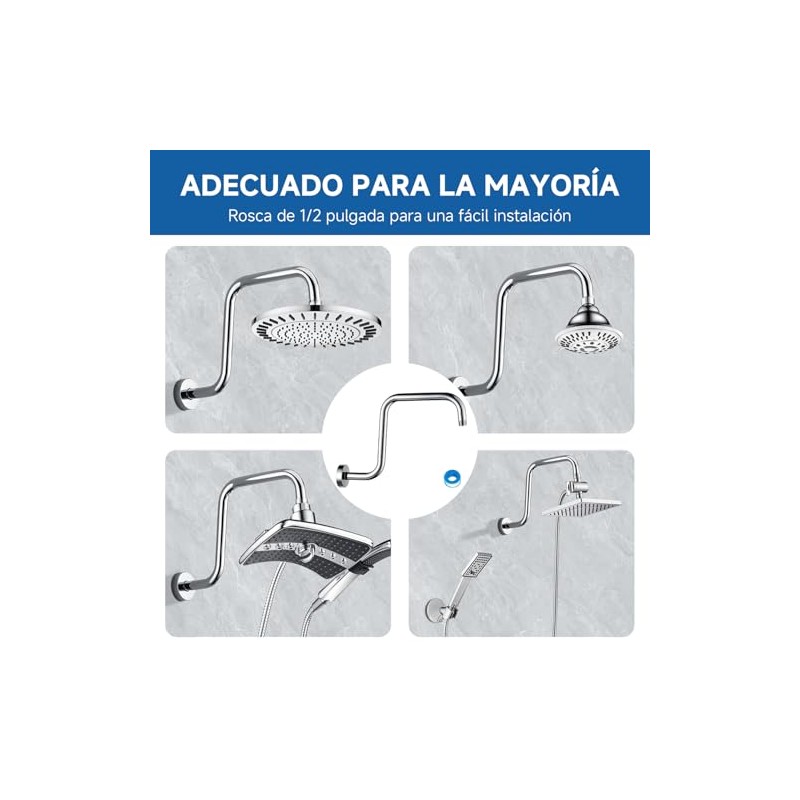 Brazo y Chapetón de Acero Inoxidable de 33cm para Regadera