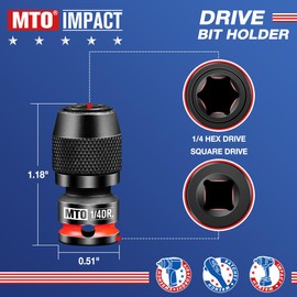 MTO 1/4-Inch Square Drive to 1/4-Inch Hex Socket Adapter, 2PCS Quick Release Impact Bit Holder, for Impact Wrench Ratchet, CR-MO