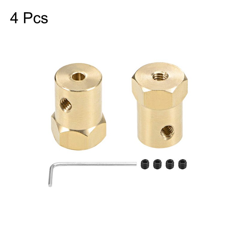 sourcing map Hexagonal Coupling 3 mm Bore Motor Hexagonal Brass
