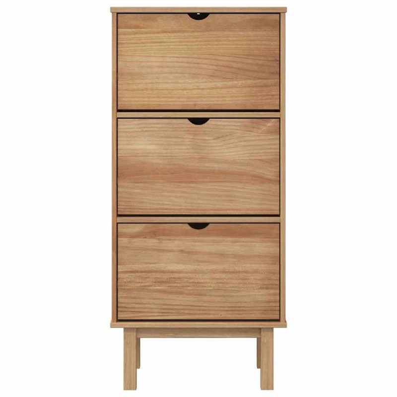 vidaXL Shoe Cabinet OTTA - Brown Solid Pine & Engineered