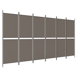 vidaXL 6-Panel Room Divider, Anthracite - 118.1"x78.7", Fabric and Iron Construction, Foldable Design for Easy Storage, Ideal for Home and Office Use