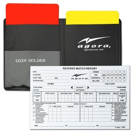 AGORA Soccer Referee Red and Yellow Card Set with Card Wallet and 50-Sheet Match Report Pad