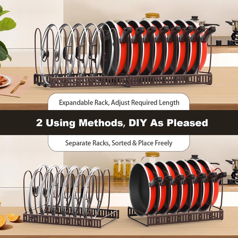 Housolution Pot and Pan Organizer Rack for Cabinet, Expandable Pot