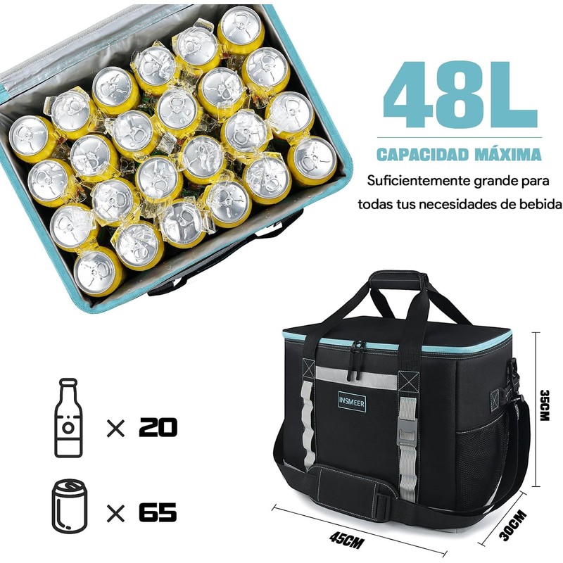 INSMEER Hielera Térmica Plegable para 65 latas Gran Capacidad Bolsa