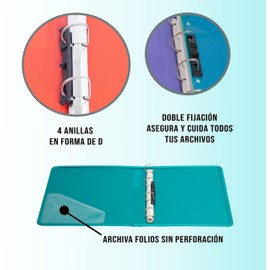 4 Ring Plastic Ring Binder with 80 Spare Sheets and 6 Dividers Folder for A4 Plastic Sleeves and Sheets Semi-rigid Binder Lightweight and Sturdy File Folder