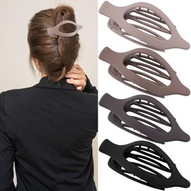 ATODEN Flat Hair Clips 4 Pcs Lay Flat Hair Claw Clips for Thick Thin Hair Large Alligator Hair Clips Duck Billed Hair Clips Matte Neutral Hair Clamps Hair Barrettes Hair Accessories for Women Girls