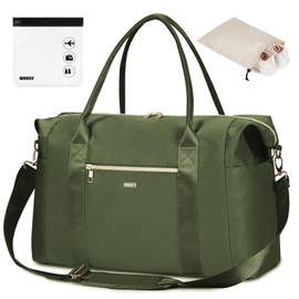 WANDF Cabin Bag 45x36x20 for Easyjet Airlines Underseat Travel Bag with TSA Approved Quart Size Bag & Shoes Bag Holdall Bag Carry on Hand Luggage Weekend Bag for Women and Men (Dark Green 32L)