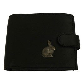 Rabbit Black Leather Mens Wallet RFID Protection