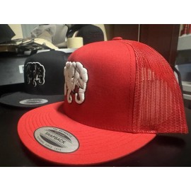 Flat Bill 3 Headed Elephant RED SnapBack Hat - Laos Laotian Asian Sabaidee Cambo aapi