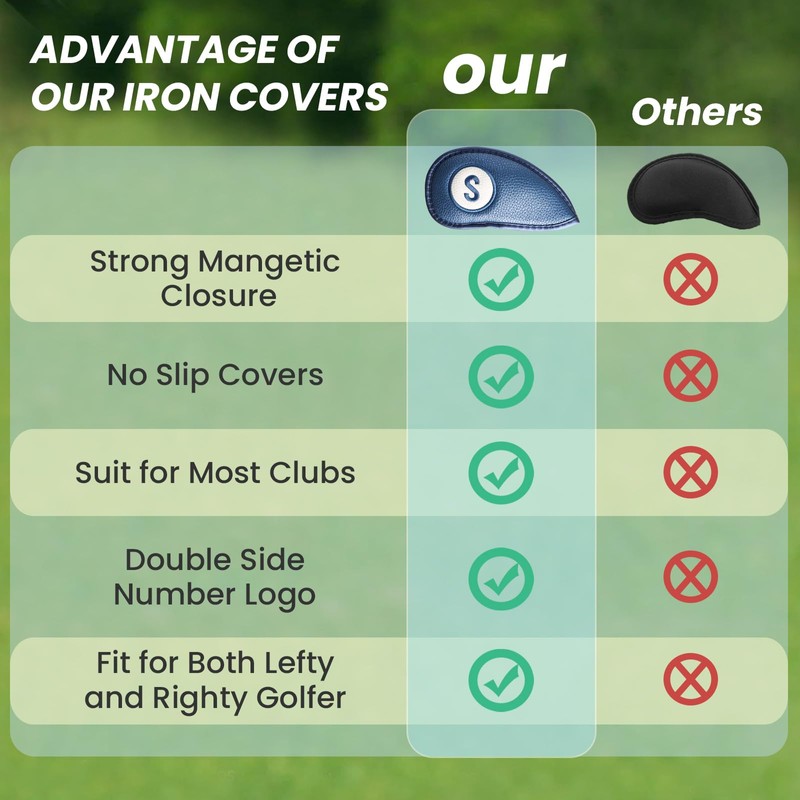 FINGER TEN Golf Club Covers for Irons Magnetic Value 11