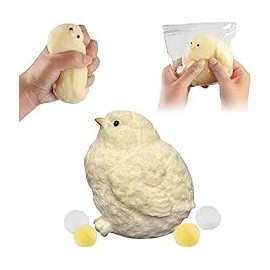 Handmade Taba Squishy Chick Toys, Super Soft Stress Relief Squeeze Toys for Adults, Anti-Anxiety Mochi Chick Squishies Kit with Non-Toxic Flocking, Cute Collectible Tabba Squishy Chicken (Chic)