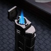 Triple Torch Lighter with Punch Square Powerful Fire Windproof Metal