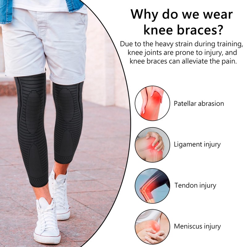Full Leg Compression Sleeves 2 Pack anti Slip Ventilation Long