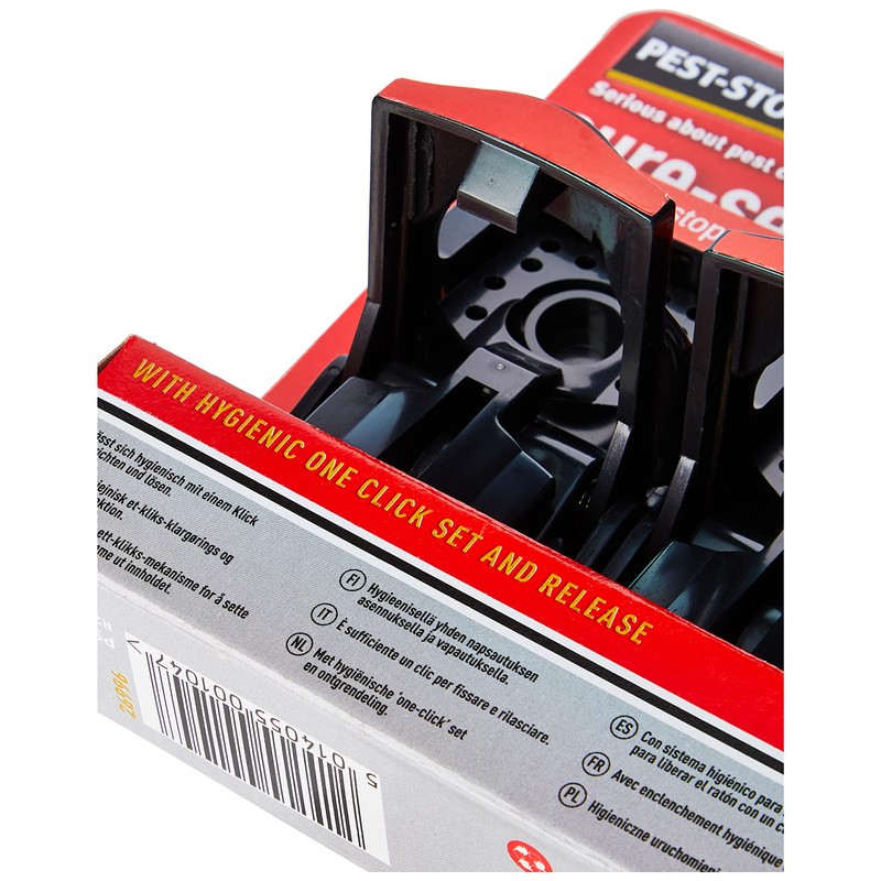 Pest-Stop PSSPT Sure-Set Plastic Mouse Trap, Black, 4.53 in*4.49 in*2.56