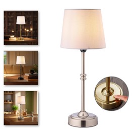 PRIDOLA Wireless Table Lamp - Rechargeable LED Desk Lamp with Dimmer, 3 Brightness Levels, Swedish Design for Home, LED Light Bulb Included, for Office, Kitchen or Bedroom (Silver)