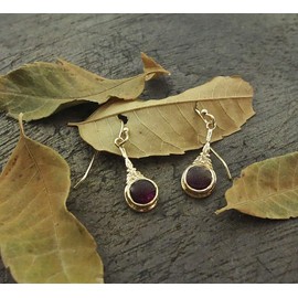 Garnet Earrings, 14k Gold plating drop dangle earrings, Red stone earrings, Victorian earrings, Dainty gold Earrings for women, Boho earrings, Gold Garnet dangle earrings, Everyday earrings