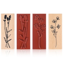 Classicseali 2pcs Flower Stamp, Floral Stamps Plant Element Seal,Ink Stamps for Crafting Vintage Pattern Decoration, Letter Diary for DIY Handicraft Making Scrapbooks (Lavender, Magnolia Group)