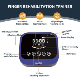 FocuBoody Hand Rehabilitation Robot Gloves Mobility Finger Training Equipment for Hemiplegia Stroke Cerebral Palsy Patient with USB Chargeable (Blue Size Large) Left Hand