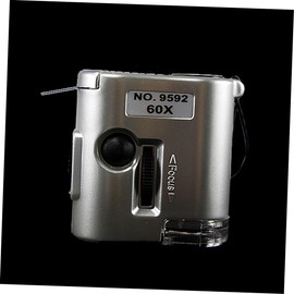 Operitacx Professional Microscope Portable Microscope Mini Microscope Miniature Microscope X Magnifier Silver Microscope Abs Material Microscope Clear Observation Microscope Jewelry Currency