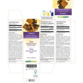 Naturalma Chaga (Inonotus obliquus) Fungus or Mushroom Alcohol-Free Tincture - 4 fl oz Liquid Extract in Drops - Herbal Supplement - Vegan