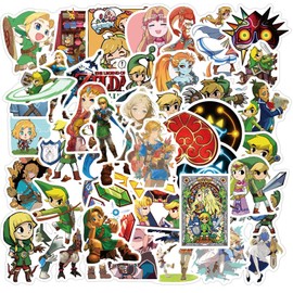 50 Packs The Legend of Zelda Game Stickers Water Bottles Laptop Phone Motorcycle Computer Guitar Skateboard Hydroflasks Game Vinyl Sticker Waterproof Aesthetic Trendy Decals for Teens Girls Adults