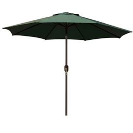 Blissun 9' Outdoor Patio Umbrella, Outdoor Table Umbrella, Yard Umbrella, Market Umbrella with 8 Sturdy Ribs, Push Button Tilt and Crank (Dark Green)