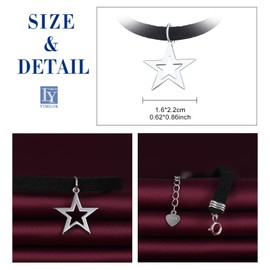 Yumilok Women's Necklace 925 Sterling Silver Choker with Pendant Velvet Rope Black Stars for Women, Sterling Silver