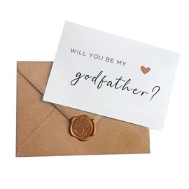 Will You Be My Godfather Card, Be My Godfather Card with Kraft Envelope and Wax Seal, Elegant Line Lettering Printed on Heavyweight Card Stock,Godfather Proposal Cards