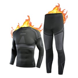 NOOYME - Ropa interior térmica para hombre, ropa interior larga para hombre, capa base para hombre para clima frío, Negro-gris, Small
