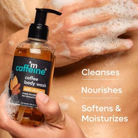 mCaffeine Coffee Body Wash - Sulphate-Free Skin Care with Vitamin E - Nourishing Moisture Restorer - Ideal for All Skin Types - Almonds - 200 ml