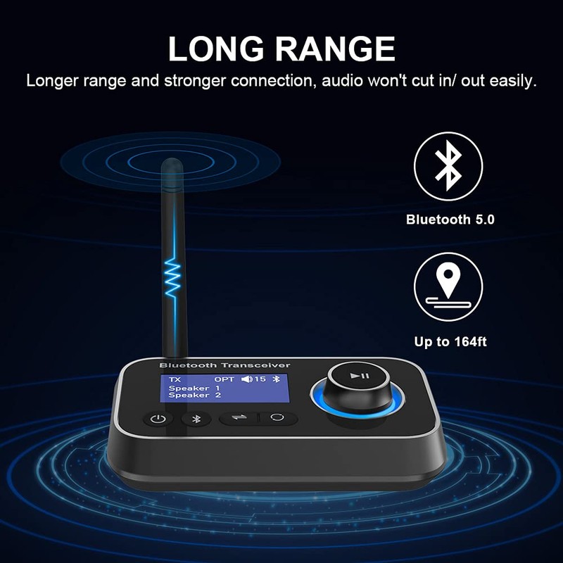Ainostone Bluetooth 5.0 Empfänger Sender 3-in-1 Bluetooth Audio Adapter für