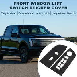 TUCKBOLD Front Window Lift Switch Sticker Cover for Ford F-150 2004-2008 for Lincoln Mark LT 2005-2008 Interior Trim Decal Decoration Carbon Fiber Black 2Pcs