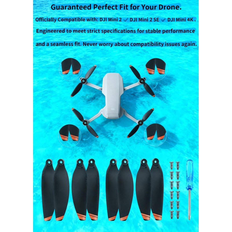8Pcs Low-Noise Quick-Release Propellers for DJI Mini 2 / Mini