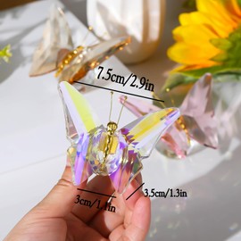 Movdyka Crystal and Metal Clear Flying Butterfly Gifts for Women on Birthday Christmas, Collectible Animals Figurine Ornament for Home Decor Paperweight Statue