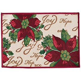 Violet Linen Decorative Christmas Poinsettias Script Design Tapestry - 19" X 27" Area Rug