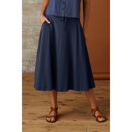 Fair índigo - Falda midi de algodón orgánico para mujer, Marina de medianoche, XXL