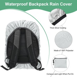 M METERXITY Waterproof Backpack Rain Cover, 30L-40L Waterproof Backpack Cover, Bag Rain Cover with a Carry Pouch for Hiking/Biking/Camping/Outdoor Traveling [Silver]