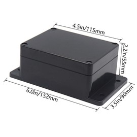 Zulkit Junction Box ABS Plastic Dustproof Waterproof IP65 Universal Electrical Boxes Project Enclosure with Fixed Ear Black 4.5 x 3.5 x 2.2 Inch (115 x 90 x 55mm)(Pack of 1)