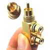 Gebildet 2pcs RCA Male to 2 RCA Female Right Angle