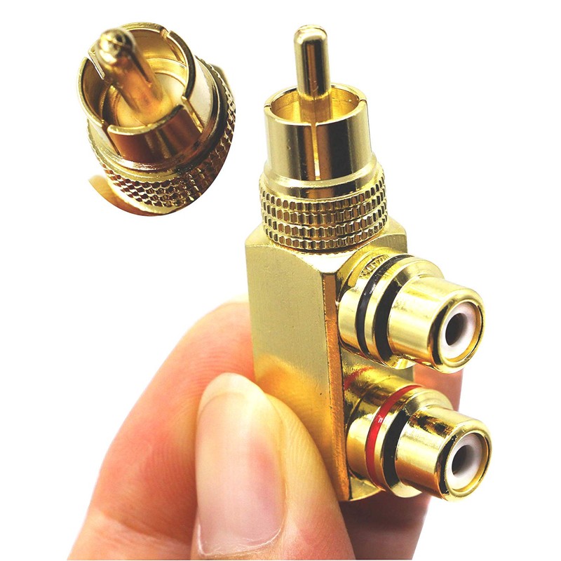 Gebildet 2pcs RCA Male to 2 RCA Female Right Angle