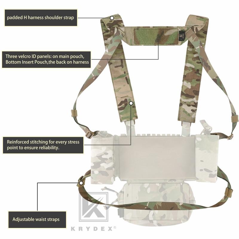 Krydex Tactical Chest Rig Padded Shoulder Strap Laser Cut H-Harness